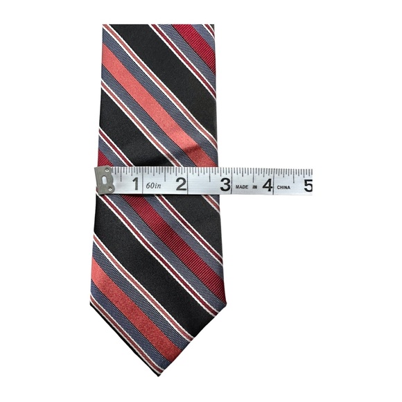 Pronto Uomo 100% Silk Tie Striped Red & Black New - Picture 3 of 7